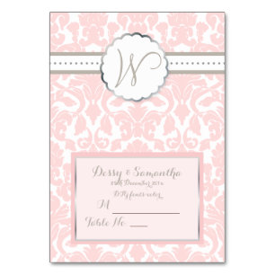 PixDezines pink flora damask tent place card
