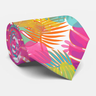 PixDezines Pink Hibiscus/Rainforest Tie