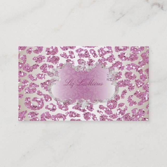 PixDezines pink leopard/champagne Business Card (Front)