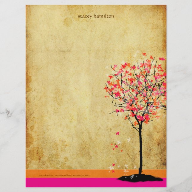 PixDezines Pink Maple Tree Letterhead (Front)