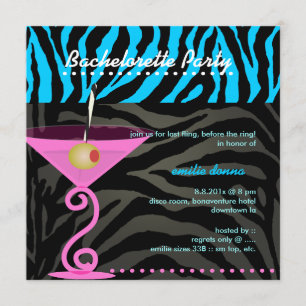 PixDezines pink martini Bachelorette Party Invitation