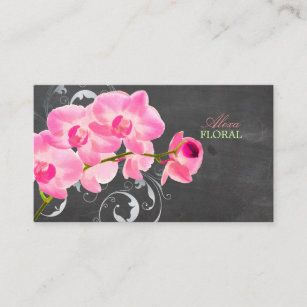 PixDezines pink muai orchids, florists/chalkboard Business Card