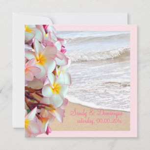 PixDezines pink plumeria/beach/diy background Invitation