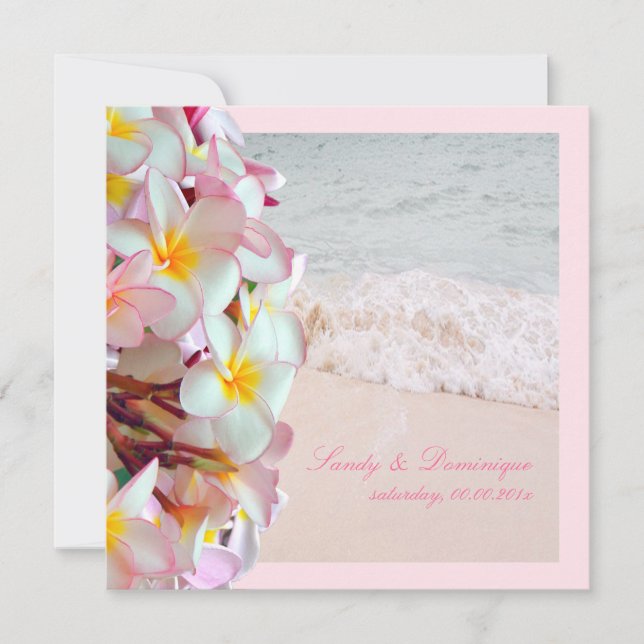 PixDezines pink plumeria/beach/diy background Invitation (Front)