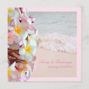 PixDezines pink plumeria/beach/diy background Invitation