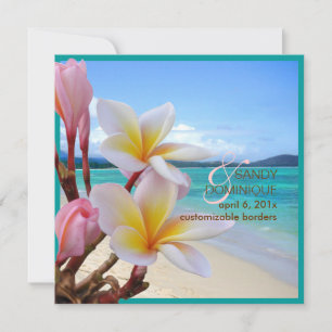 PixDezines Pink Plumeria + Beach Invitation