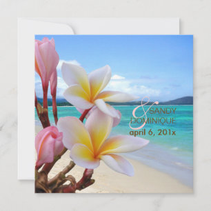 PixDezines Pink Plumeria + Beach Invitation