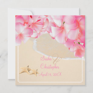PixDezines pink plumeria+beach+starfish Invitation