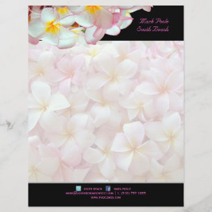 PixDezines pink plumeria/beach stationery/diy colo Letterhead