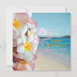 PixDezines Pink Plumeria/beach/tropical wedding Invitation