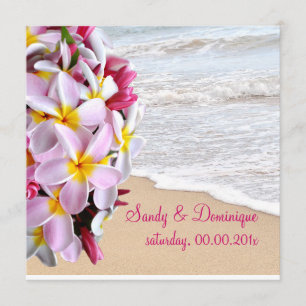 PixDezines pink plumeria Lei /beach Invitation