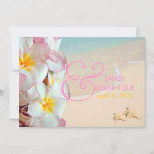 PixDezines Pink Plumeria+swirls/tropical wedding Invitation