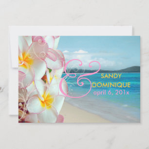 PixDezines Pink Plumeria+swirls/tropical wedding Invitation