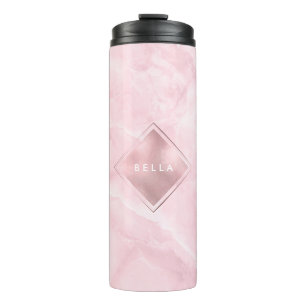 PixDezines PINK QUARTZ MARBLE Thermal Tumbler