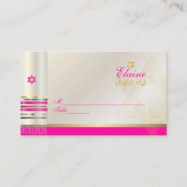 PixDezines Pink Tallit Mitzvah cartes de place (Devant)