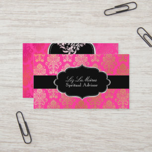 PixDezines Pink Victorian Damask/DIY colour Business Card