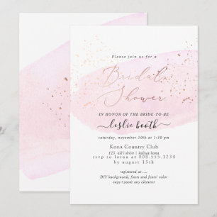 PixDezines Pink Watercolor Champagne Bridal Shower Invitation