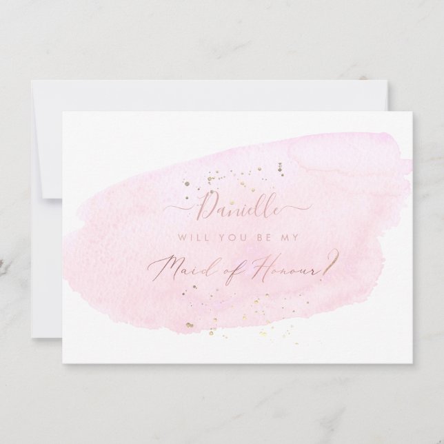 PixDezines Pink Watercolor Will Maid of Honour Invitation (Front)