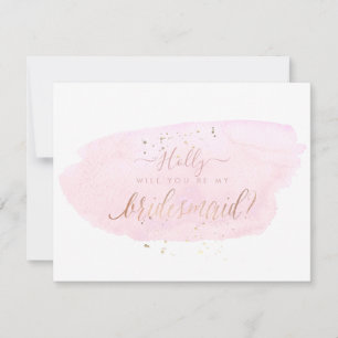 PixDezines Pink Watercolor Will You .. Bridesmaid Invitation