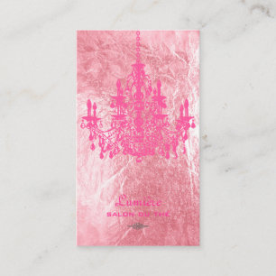 PixDezines Pink+White Chandelier/faux foil Business Card