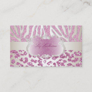 PixDezines pink zebra/leopard/champagne Business Card