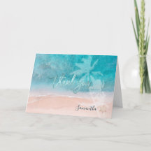 PixDezines Plage Palmiers Mitzvah Carte de remerci