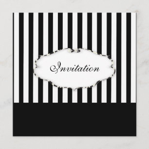 PixDezines Plain stripes black + white/zebra frame Invitation