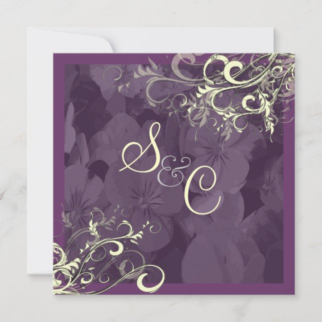 PixDezines plum+cream swirls Invitation (Front)