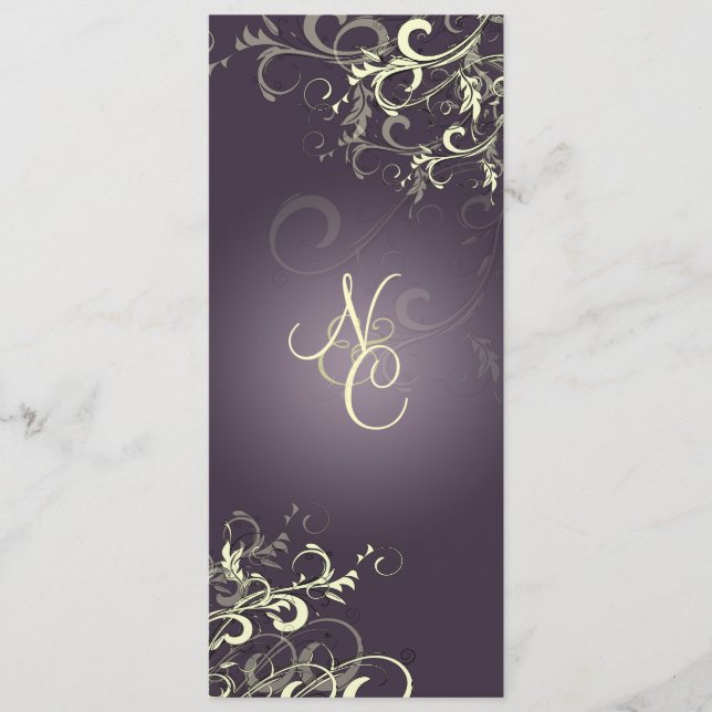 PixDezines PLUM SWIRLS+CREAM WEDDING PROGRAMMES (Devant)