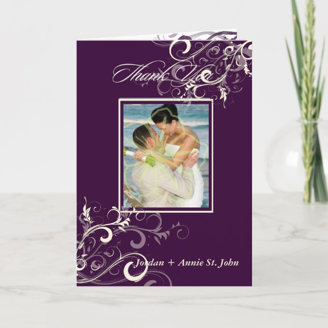 PixDezines Plum Swirls Photo Cartes de remerciemen (Devant)