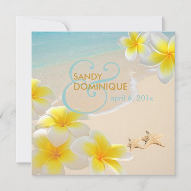PixDezines Plumeria Lei /beach/starfish tropical Invitation (Front)