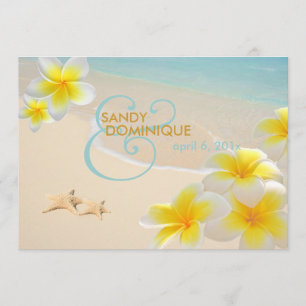 PixDezines Plumeria Lei+starfish+beach Invitation
