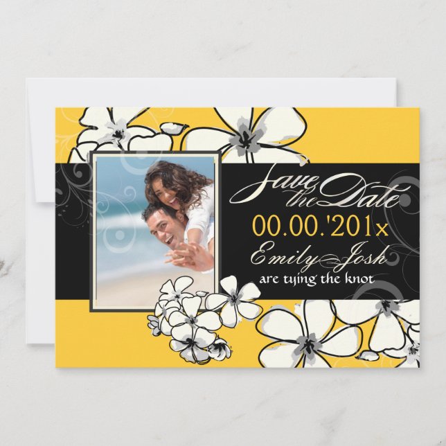 PixDezines Plumeria Save the Date/DIY colour Save The Date (Front)