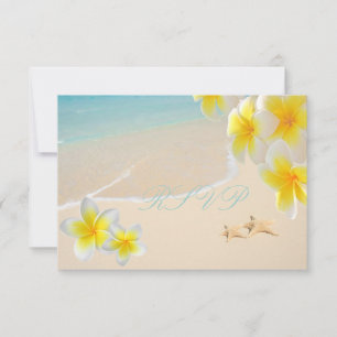 PixDezines Plumeria+starfish RSVPs RSVP Card