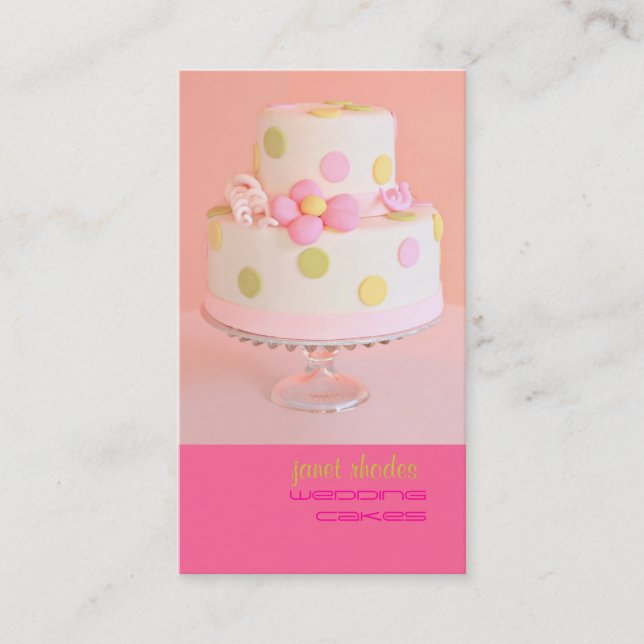 PixDezines Pretty in Pink wedding cake/diy colour Business Card (Front)