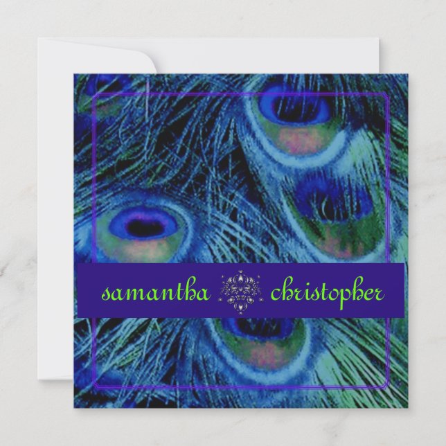 PixDezines psychedelic peacock/cobalt blue Invitation (Front)