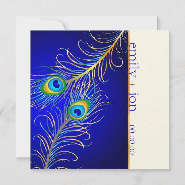 PixDezines psychedelic peacock/cobalt blue Invitation (Front)