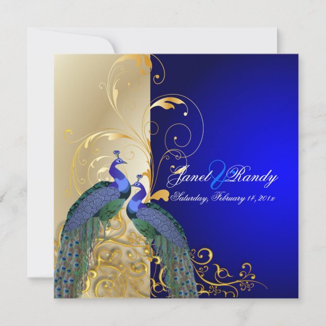 PixDezines psychedelic peacock/cobalt blue Invitation (Front)