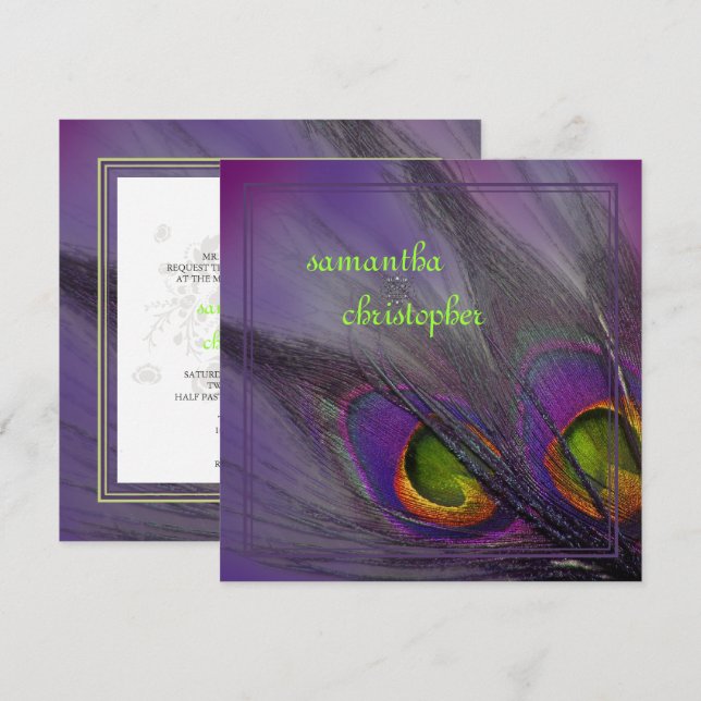 PixDezines Psychedelic Peacock, Customize It! Invitation (Front/Back)