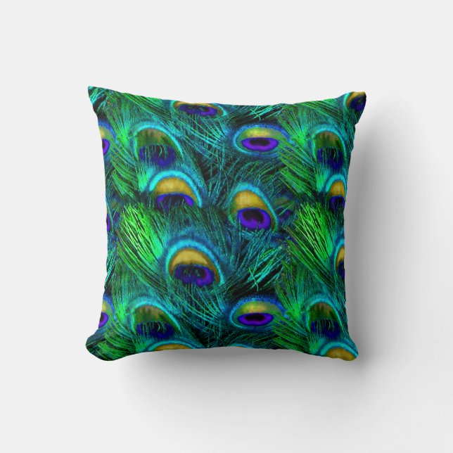 PixDezines psychedelic peacock/diy background Throw Pillow (Front)