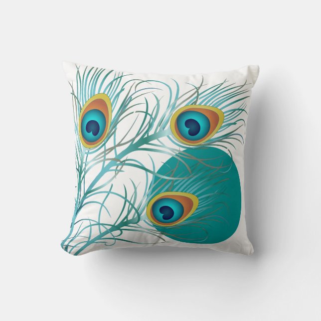 PixDezines psychedelic peacock/diy background Throw Pillow (Front)