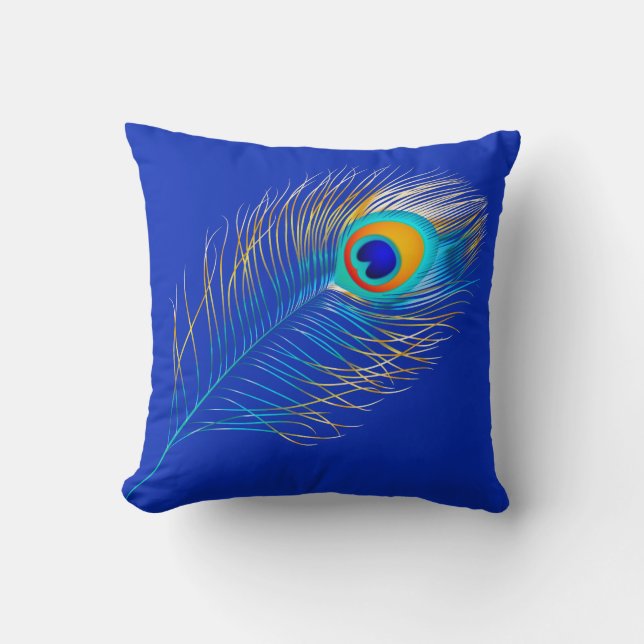 PixDezines psychedelic peacock/diy background Throw Pillow (Front)