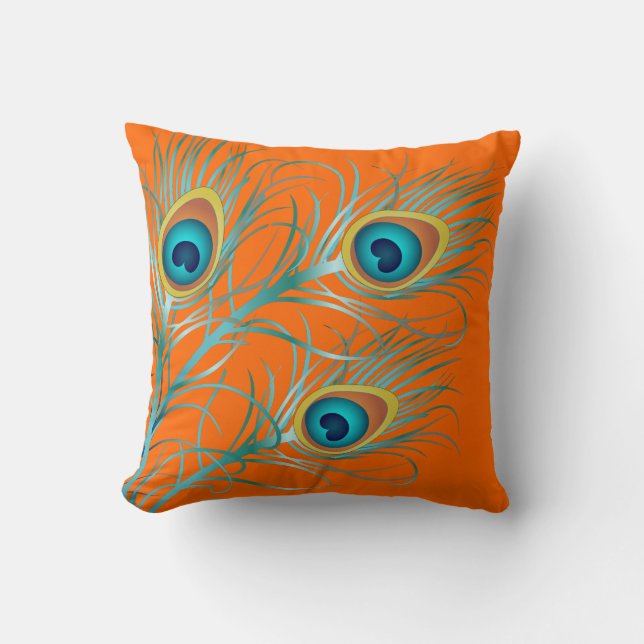 PixDezines psychedelic peacock/diy background Throw Pillow (Front)
