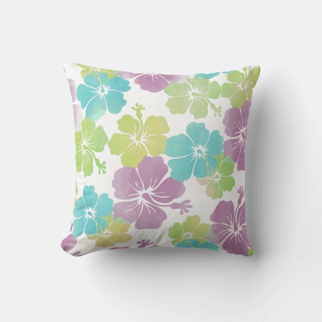 PixDezines purpl hibiscus leis/diy background Throw Pillow (Front)