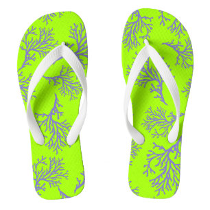 PixDezines purple corals/DIY colours Flip Flops