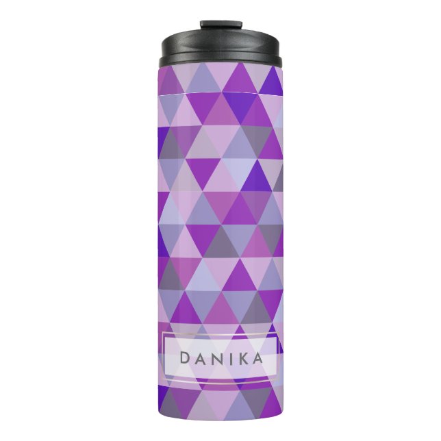 PixDezines Purple Geometric/Triangles Thermal Tumbler (Front)