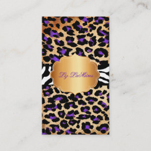 PixDezines purple vintage+cheetah+zebra Business Card
