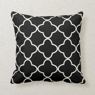 PixDezines Quatrefoil/DIY Colours/Cream/Black Throw Pillow