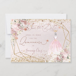 PixDezines Quinceanera Blush Pink Save the Date Invitation