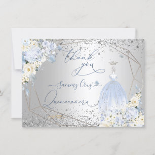 PixDezines Quinceanera Dusty Blue Dress Thank You Invitation